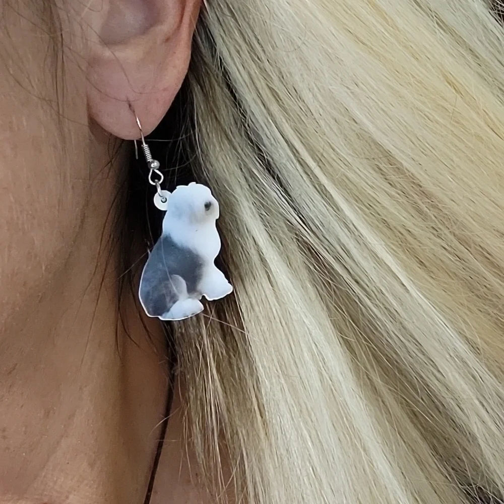 Old English Sheepdog Drop Earrings